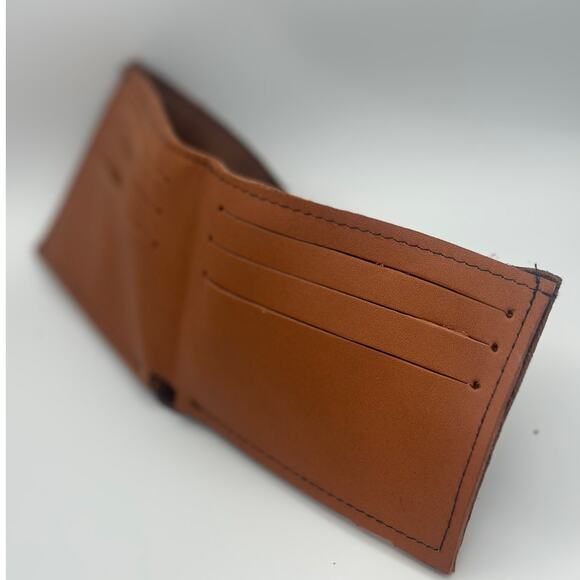 Minimalist Handmade Oaxaca Leather Wallet Burgundy Wine Bifold - Picture 10 of 13